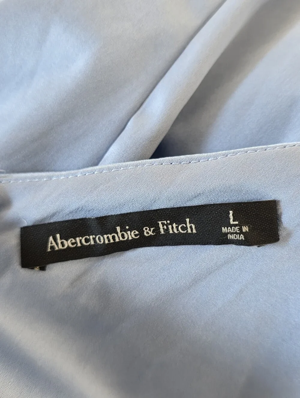 Abercrombie & Fitch Draped Twist Front Maxi Dress Size L Satin Blue Event Party